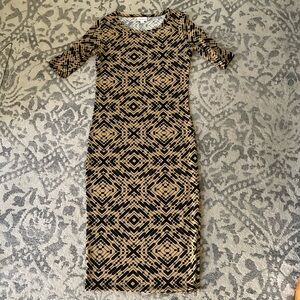 LuLaRoe Geometric Black and Tan Dress